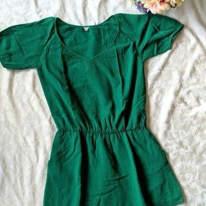J. Crew green cinched waist top sz Xs